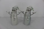 Department 56 Silver Acrylic Snowman Figures Set Of 2 Glitter Christmas Decor. Fixed Price $53.99.
