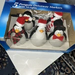 5PC Vtg Penguin Blow Mold Pathway Lights Stakes 6.5" Christmas ,please Read. Fixed Price $30.00.