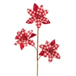 Raz Imports 22" Red/white Buffalo Plaid/check Poinsettia Christmas Pick/spray. Fixed Price $12.99.