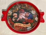 Vntg Ullman Nick Bow Christmas Dessert Serving Display Tray 16 In. Usa. Fixed Price $8.00.