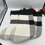 Nwot 3 Hearth & Hand Magnolia Buffalo Plaid Xmas Stockings W/ Red Poms. Fixed Price $29.99.