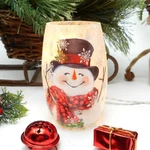 Stony Creek Decorative Lighted Glass Joyful Snowman Top Hat Scarf 5" Vase DGH04B. Fixed Price $34.42.