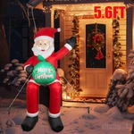 5.6FT Christmas Inflatable Santa Claus With Led Lights Blow Up Yard Decorations. Fixed Price $34.00.