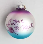 Bronners Christmas Ornament "i Love To Knit" Ball Purple & Blue Approx 3". Fixed Price $9.98.