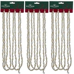 Kurt Adler (3 Gold & Ivory Christmas Beaded Garland Sets, 9 Feet Lengths. Fixed Price $38.78.