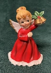Vintage Napco Christmas Angel Red Dress With Bells & Holly X-6964 Euc. Fixed Price $29.95.