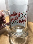 Libbey Christmas Mug Cup Coffee Clear Making Spirits Bright 15.25 Oz. Fixed Price $11.00.