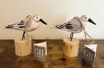 Set Of 2 Carved Wood Sandpiper Coastal Christmas Ornaments, Gallerie Ii, Nwt. Fixed Price $19.59.