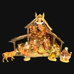 Vintage Fontanini Lighted Nativity Stable W/ 8 Figurines Boxed Italy Christmas. Fixed Price $179.99.