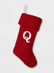Red Holiday Monogrammed Cable Knit Christmas Stocking Initial Letter Q- 20 Nwt. Fixed Price $15.00.