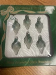 Vtg Christmas Trimmeries By Bradford Glass Ornaments 2" Teardrops Glitter Holly. Fixed Price $13.99.