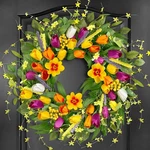 Icx 24" Spring Wreaths For Front Door, Tulip Wreath, Large Outdoor Wre.... Fixed Price $79.49.