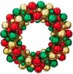 20" Red Green Gold Ball Ornament Christmas Wreath Front Door New Raz W3932741. Fixed Price $99.95.