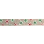 Northlight And Green Snowflake Burlap Christmas Wired Ribbon 2.5" X 16 Yards. Fixed Price $21.49.