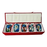 5 Midwest Hand Painted Glass Nativity Christmas Ornaments Vintage With Box. Fixed Price $45.00.