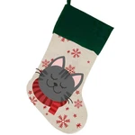 Giftsforyounow Festive Cat Christmas Stocking Plush Green Cuff Snowflakes. Fixed Price $19.99.