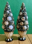 Lot Of 2 Mackenzie Childs Mini Silver Lining Christmas Bottle Brush 7.5 Tress. Fixed Price $99.99.
