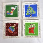 4 Bella Casa By Ganz Christmas Songs Appetizer 6" Square Hand Painted Plates. Fixed Price $28.33.