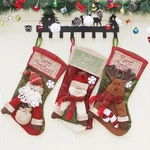 18" Xmas Stocking Deer Santa Snowman Burlap Plaid Christmas Decoration For Kids. Fixed Price $11.99.
