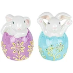 Bunny Rabbit Pair Eggs Figurines Ceramic Lights Up Hannas Handiworks. Fixed Price $19.99.