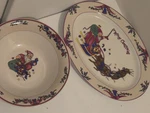 Vintage Santa And Reindeer Serving Platter Bowl Set Gei Merry Christmas. Fixed Price $20.00.