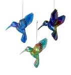 Kurt Adler Set Of 3 Acrylic Faceted Iridescent Hummingbird Xmas Ornaments T1509. Fixed Price $19.88.
