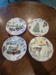 Better Homes Gardens Heritage Winter Forest Salad Plates 4WOODY Deer Santa Tree. Fixed Price $40.00.