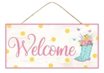 Craig Bachman Wooden "welcome Spring Sign With Rain Boots 12.5" X 6" AP8911. Fixed Price $5.00.