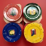Christmas Holiday Desert Plates -make The Season Bright 4 Hand Painted Salad Nib. Fixed Price $23.00.