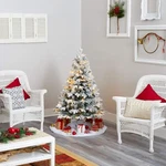 Nearly Natural 4FT. Flocked Vermont Mixed Pine Artificial Christmas Tree. Fixed Price $85.99.