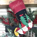 Vintage Country Santas Felted Wool Ho Christmas Stocking Beaded Applique. Fixed Price $19.99.