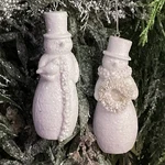 Set Of 2 4.5 White Snowman Christmas Tree Ornaments - Sullivans Wreath Bird. Fixed Price $10.00.