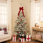 Northlight 6.5' Pre-lit Noble Fir Artificial Flocked Christmas Tree Clear Lights. Fixed Price $298.49.