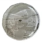Vintage Crystal Clear Studios Winter Scene 14 Round Frosted Serving Dish. Fixed Price $19.99.