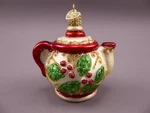 Old World Christmas Holly Teapot Blown Glass Ornament. Fixed Price $12.00.