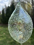 Holiday Lane Snow Daze Green Iridescent Blown Glass 7"X3.5" Christmas Ornament. Fixed Price $12.00.