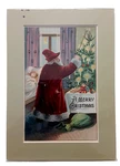 Postcard Merry Christmas Santa Lighting Tree Child Bed 5 X 7 Matted 1908. Fixed Price $11.88.