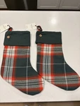 Heart Hand With Magnolia Christmas Plaid Stocking W/button Set Of 2. Fixed Price $20.83.