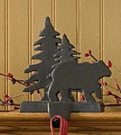Christmas Stocking Holder Hanger - Iron Bear & Tree Black By Park Designs. Fixed Price $25.00.