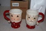 Johanna Parker Santa & Mrs Claus Mugs Nos New In Box Transpac. Fixed Price $17.50.