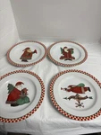 Vtg Christmas Magic Of Santa Dessert Plates Set 4 Debbie Mumm For Sakura Euc. Fixed Price $19.99.