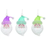 SET/3 Blown Glass Glitter Neon Santa Head Ornaments Retro Fun Christmas Decor. Fixed Price $20.59.