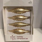 4 Vintage Gold Teardrop Ornaments Christmas Sears And Roebuck Wish For Joy Read. Fixed Price $15.50.