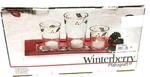 Pfaltzgraff Winterberry Tealight Candle Holder 3 Glass Votive Tray Holiday Decor. Fixed Price $18.00.