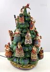 Jim Shore Danbury Mint 21 Santas Light Up Christmas Tree 14" Missing Deer Head. Fixed Price $500.00.