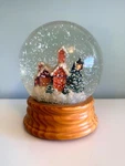 Vintage Light Up Musical Snow Globe Silent Night Christmas Village Wood Base. Fixed Price $53.95.