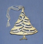 Metal Gem Rhinestone Christmas Tree Ornament Glitter Snow Frosted Silver. Fixed Price $6.49.