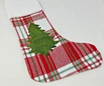 Nwt Christmas Stocking 22" Plaid W/stitched Tree St. Nicholas Square. Fixed Price $20.95.