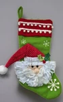 Holiday Time Christmas Stocking Santa Claus & Snowflakes Felt With Knit Accents. Fixed Price $7.80.