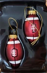 Set Of 2 Small Football Gift Boxed Glass Christmas Ornaments By Kurt Adler. Fixed Price $11.99.